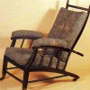 Кресло фирмы "Моррис и К", имитация эбенового (черного) дерева; шерстяная ткань "Птицы"